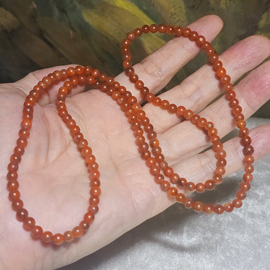[Sold] 4.7mm Baoshan Nan Hong Yangliu icy red necklace multi loops bracelet 保山南红杨柳乡冰红多圈手链项链