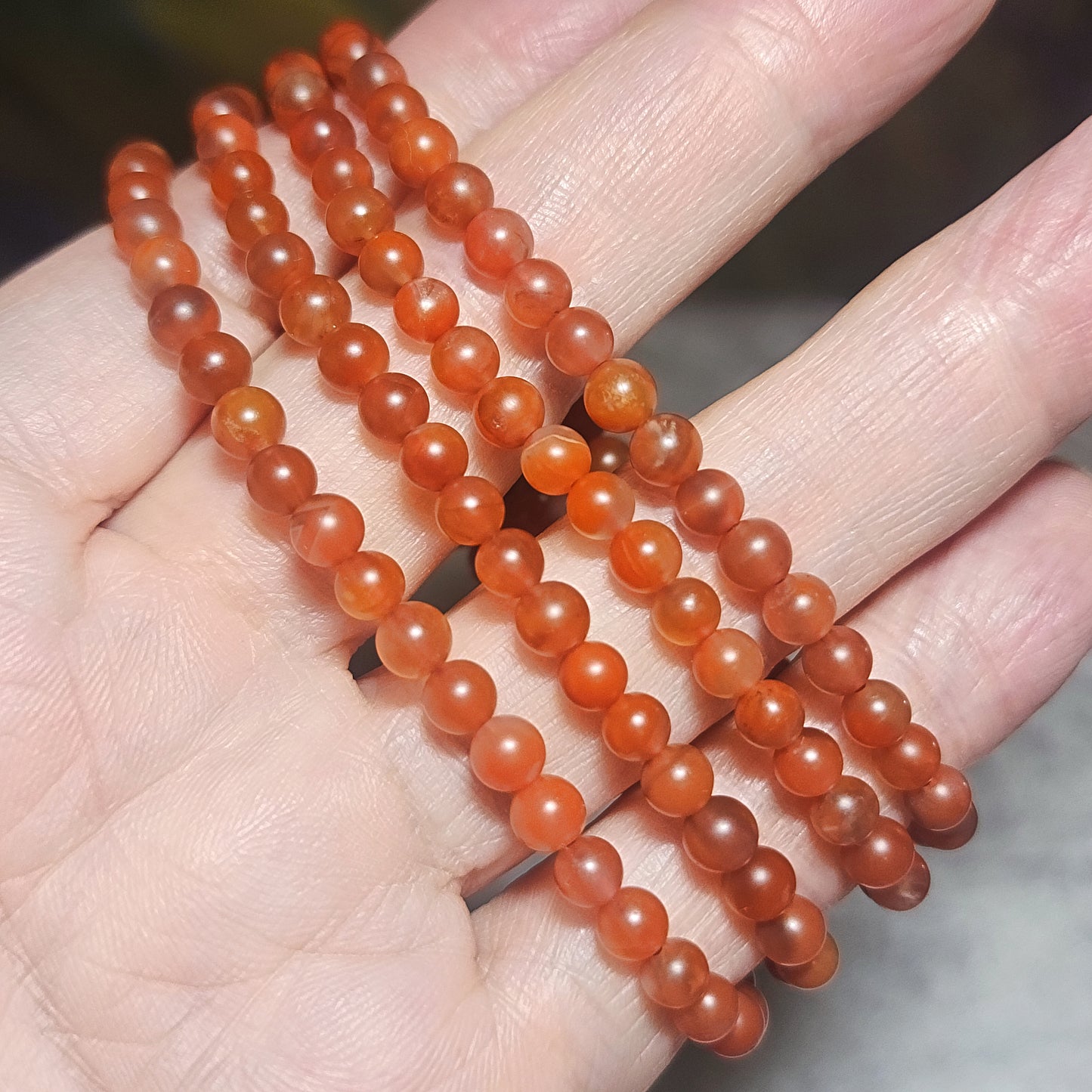 [Sold] 4.7mm Baoshan Nan Hong Yangliu icy red necklace multi loops bracelet 保山南红杨柳乡冰红多圈手链项链