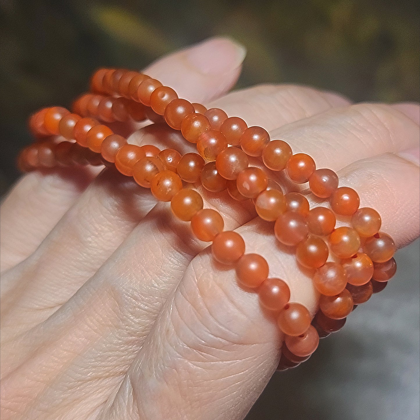 [Sold] 4.7mm Baoshan Nan Hong Yangliu icy red necklace multi loops bracelet 保山南红杨柳乡冰红多圈手链项链