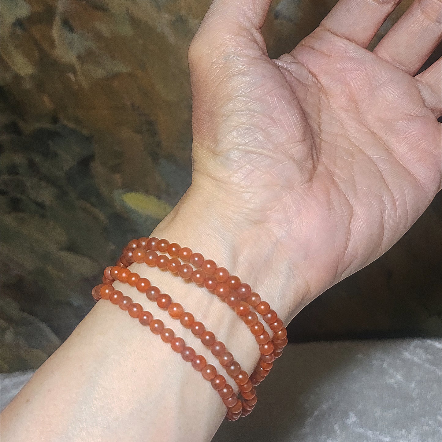[Sold] 4.7mm Baoshan Nan Hong Yangliu icy red necklace multi loops bracelet 保山南红杨柳乡冰红多圈手链项链