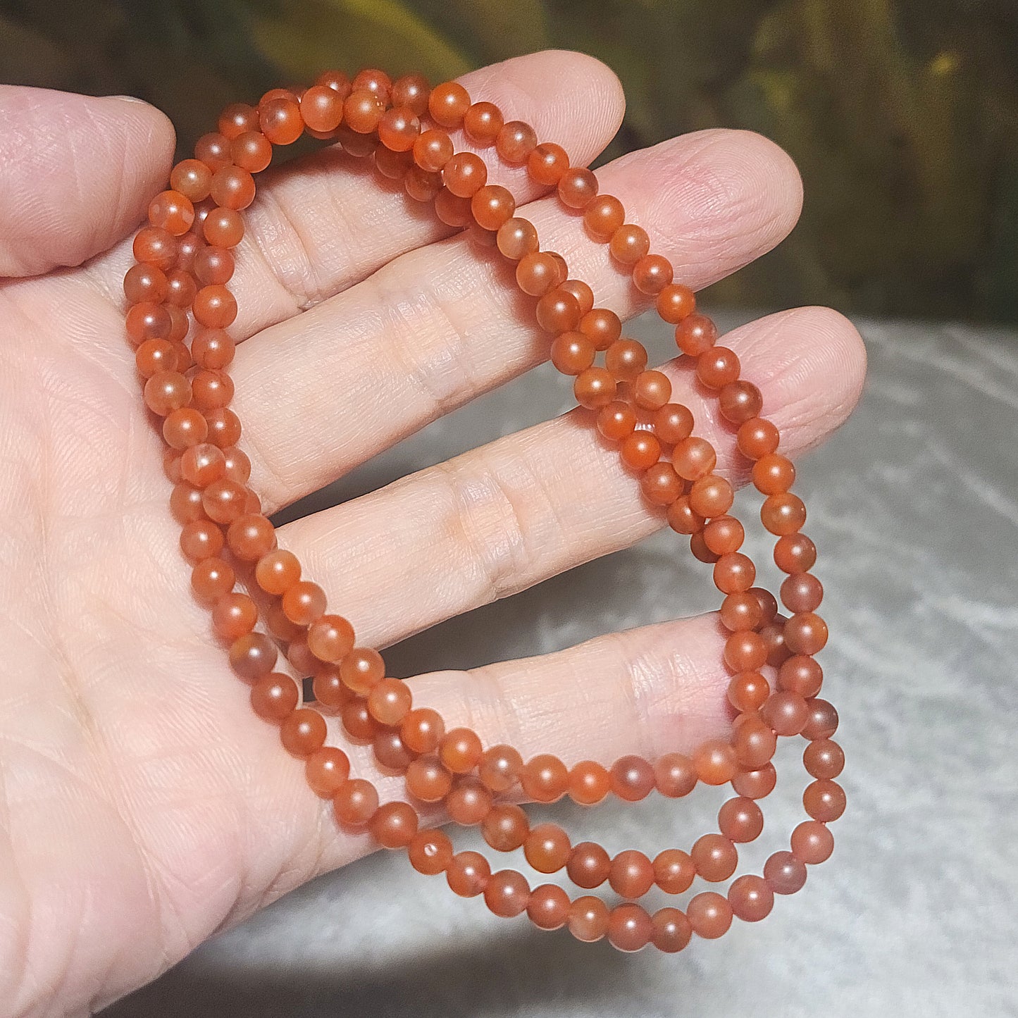 [Sold] 4.7mm Baoshan Nan Hong Yangliu icy red necklace multi loops bracelet 保山南红杨柳乡冰红多圈手链项链