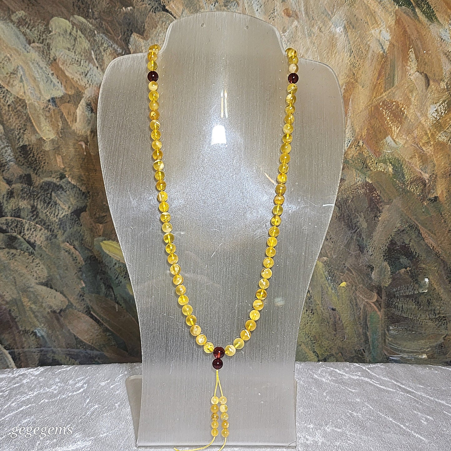 7.2mm Premium Butterscotch Amber 108 mala necklace [Natural Crystal] 优质蜜蜡108念珠项链 #5