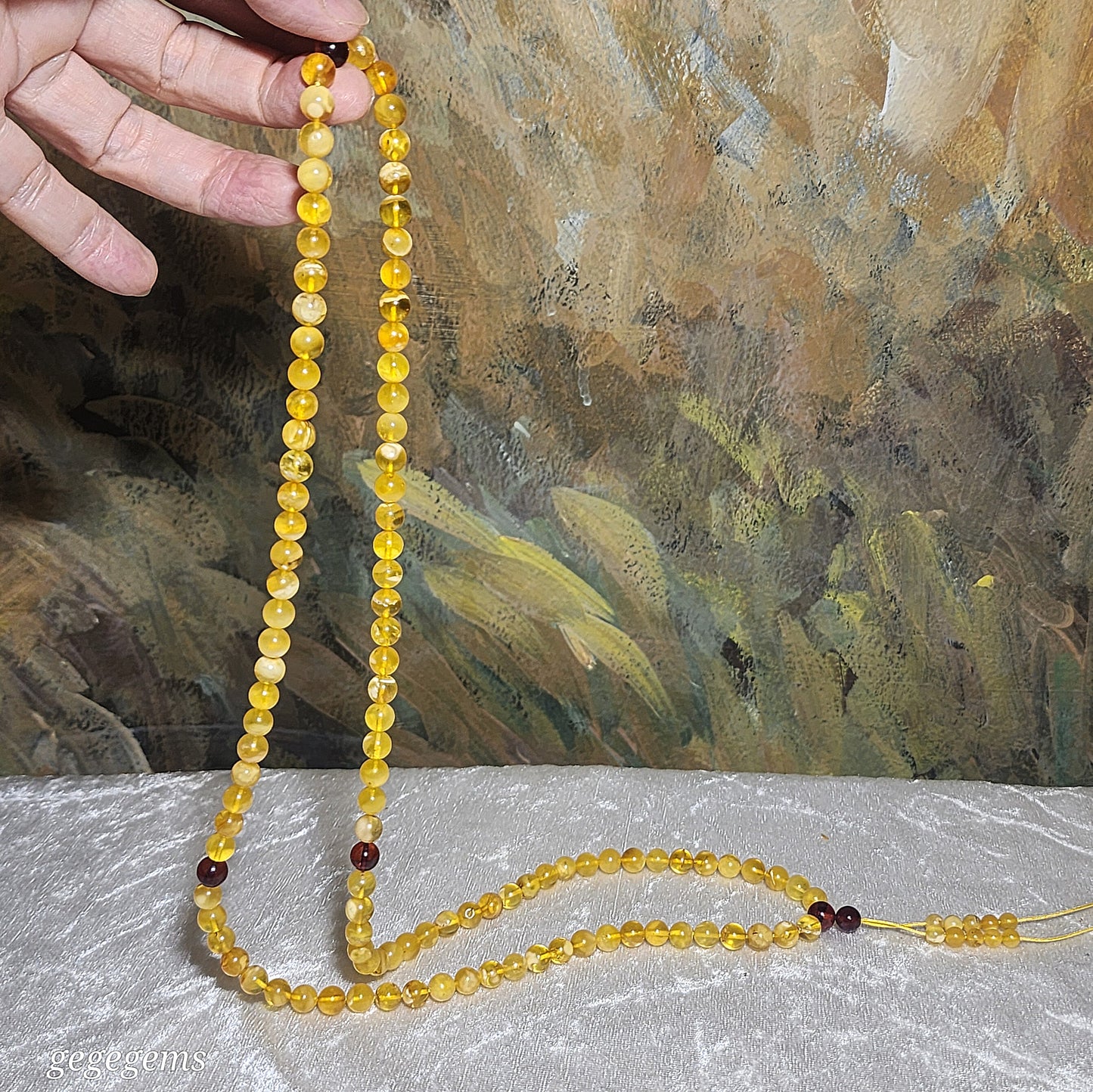 7.2mm Premium Butterscotch Amber 108 mala necklace [Natural Crystal] 优质蜜蜡108念珠项链 #5
