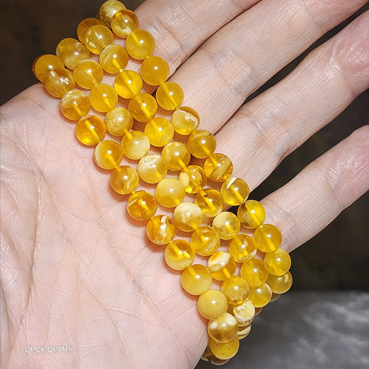 7.2mm Premium Butterscotch Amber 108 mala necklace [Natural Crystal] 优质蜜蜡108念珠项链 #5