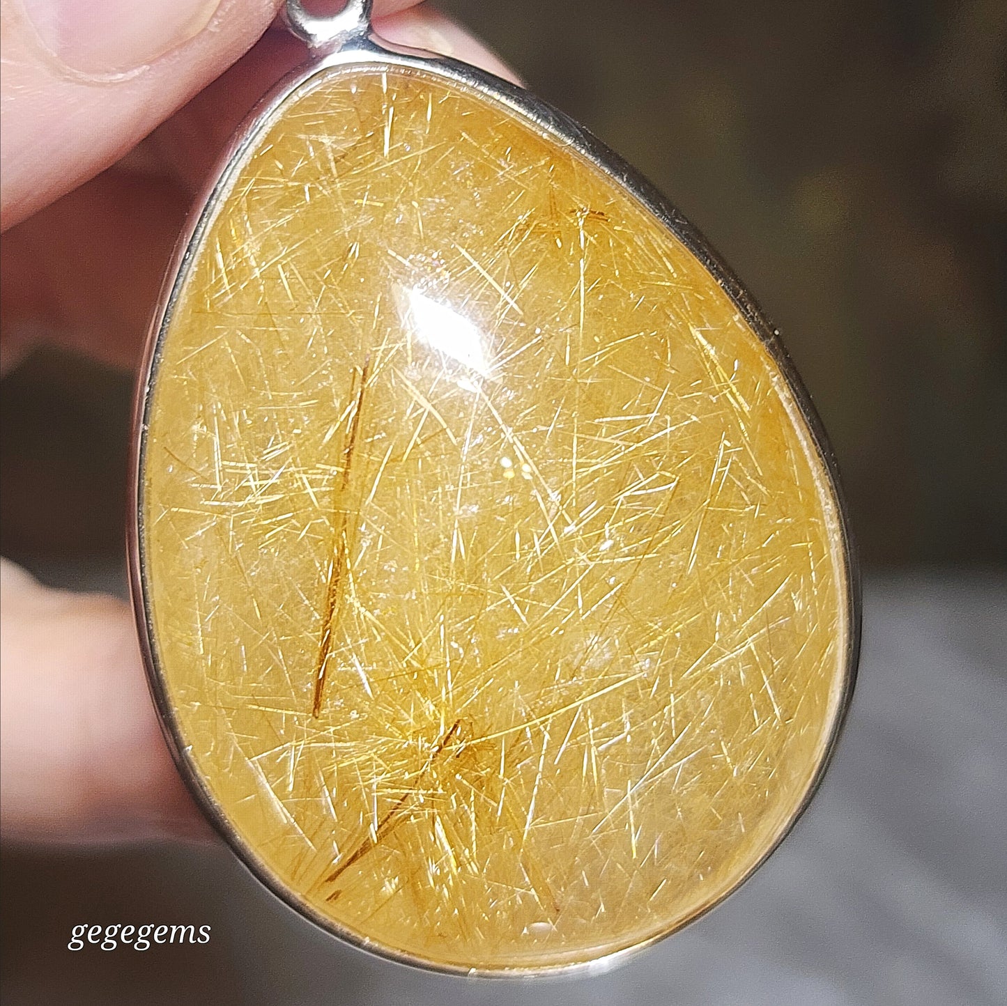 32.8 grams Large size Premium natural Rutilated Quartz 925 Silver pendant [Natural Crystal] 精品大号金丝发晶925银吊坠