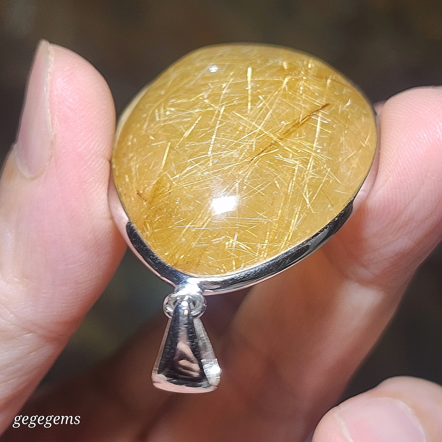 32.8 grams Large size Premium natural Rutilated Quartz 925 Silver pendant [Natural Crystal] 精品大号金丝发晶925银吊坠