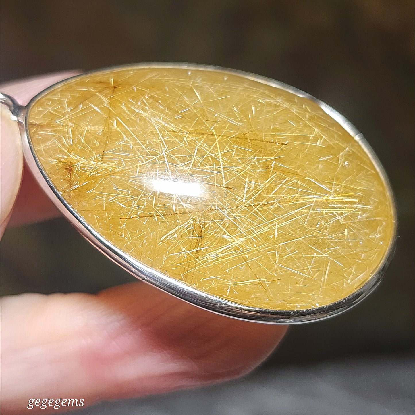 32.8 grams Large size Premium natural Rutilated Quartz 925 Silver pendant [Natural Crystal] 精品大号金丝发晶925银吊坠