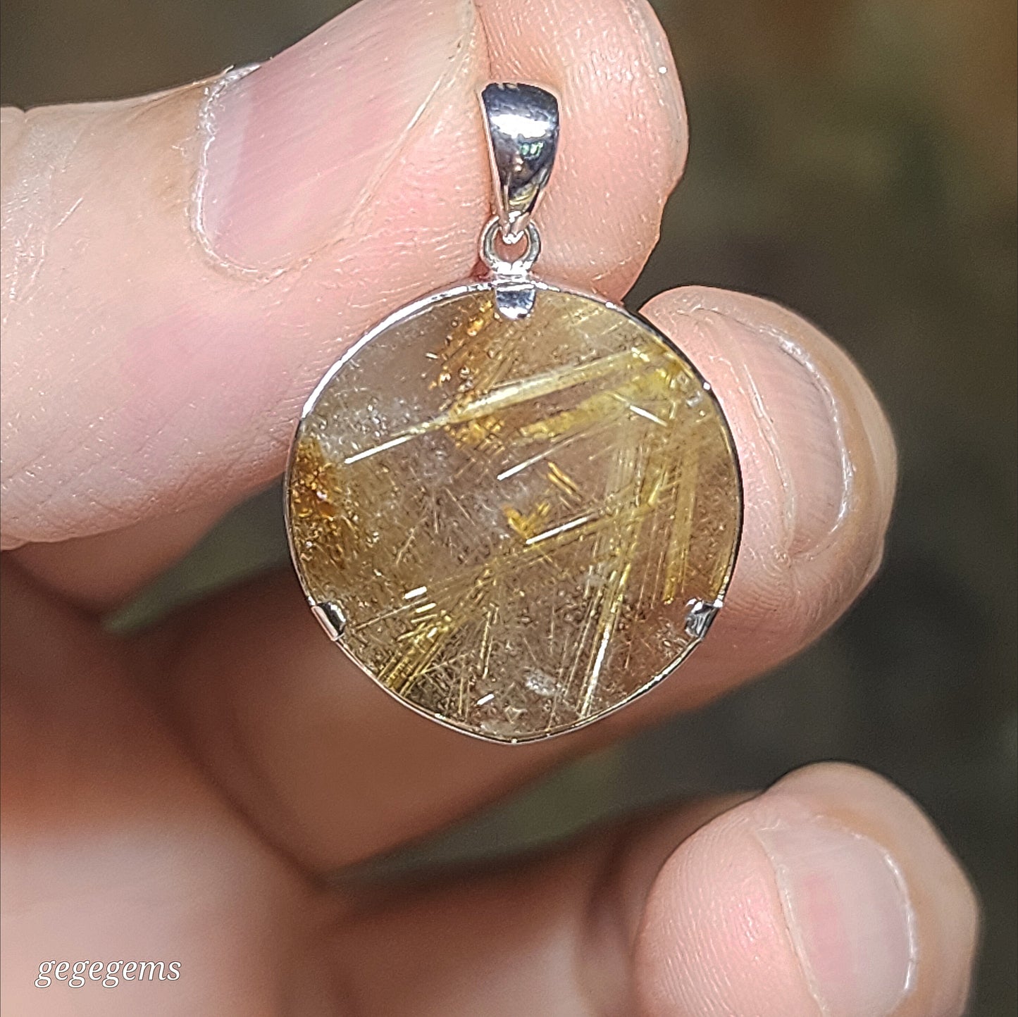 20mm Premium Rutilated Quartz Rutile in  Smoky Quartz Star of David pendant [Natural Crystal] 精品天然金钛发晶茶水晶大卫星六芒星吊坠