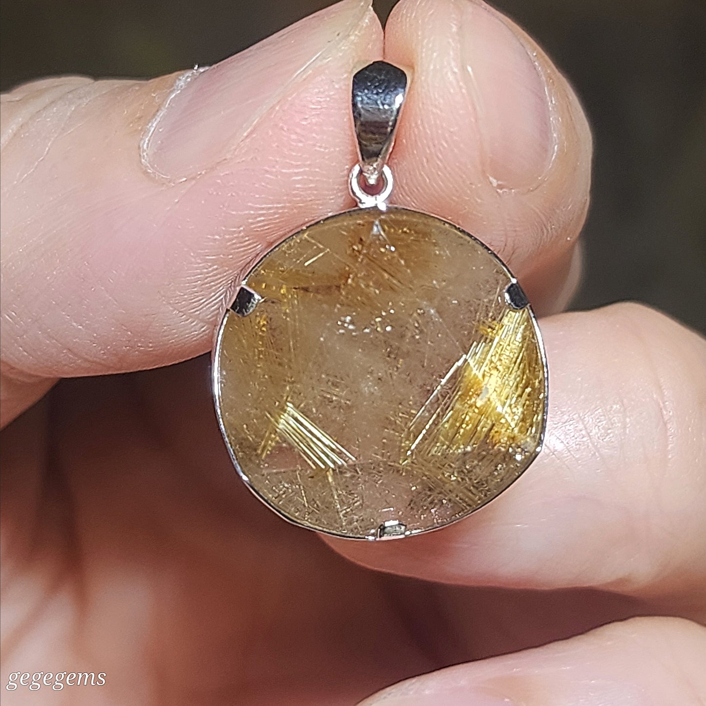 20mm Premium Rutilated Quartz Rutile in  Smoky Quartz Star of David pendant [Natural Crystal] 精品天然金钛发晶茶水晶大卫星六芒星吊坠