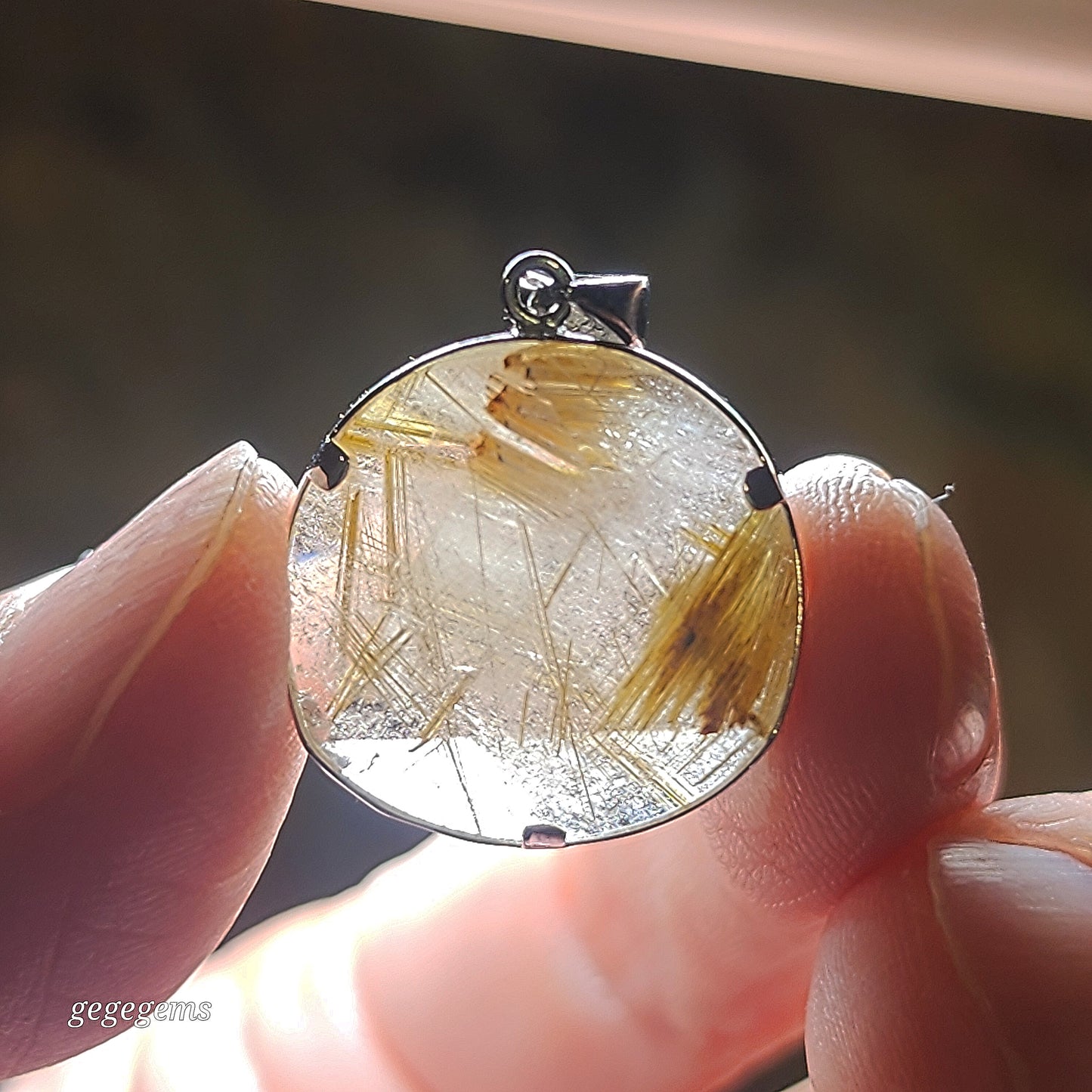 20mm Premium Rutilated Quartz Rutile in  Smoky Quartz Star of David pendant [Natural Crystal] 精品天然金钛发晶茶水晶大卫星六芒星吊坠