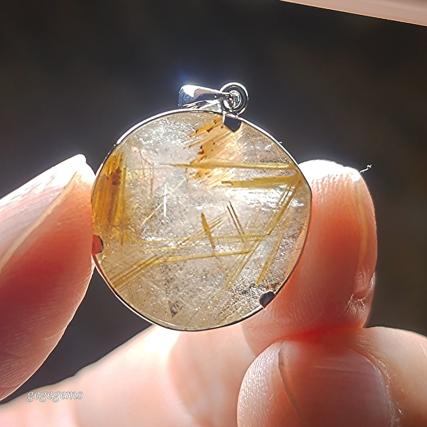 20mm Premium Rutilated Quartz Rutile in  Smoky Quartz Star of David pendant [Natural Crystal] 精品天然金钛发晶茶水晶大卫星六芒星吊坠