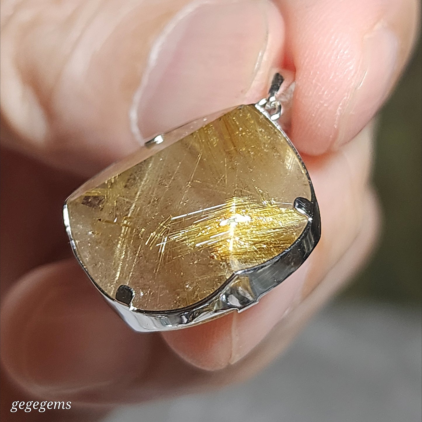 20mm Premium Rutilated Quartz Rutile in  Smoky Quartz Star of David pendant [Natural Crystal] 精品天然金钛发晶茶水晶大卫星六芒星吊坠
