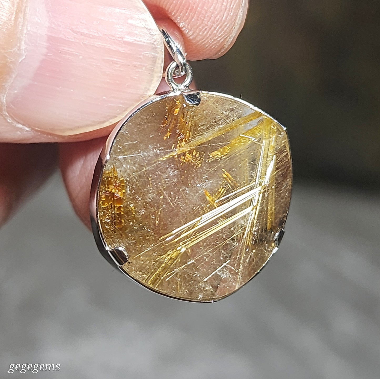 20mm Premium Rutilated Quartz Rutile in  Smoky Quartz Star of David pendant [Natural Crystal] 精品天然金钛发晶茶水晶大卫星六芒星吊坠