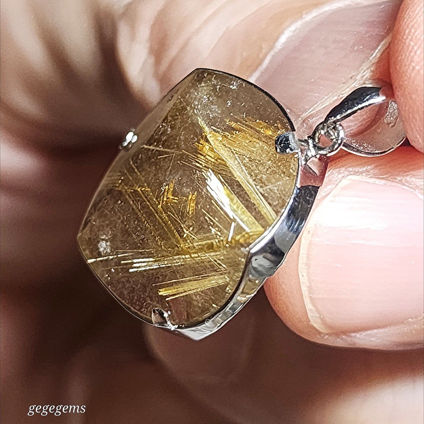 20mm Premium Rutilated Quartz Rutile in  Smoky Quartz Star of David pendant [Natural Crystal] 精品天然金钛发晶茶水晶大卫星六芒星吊坠