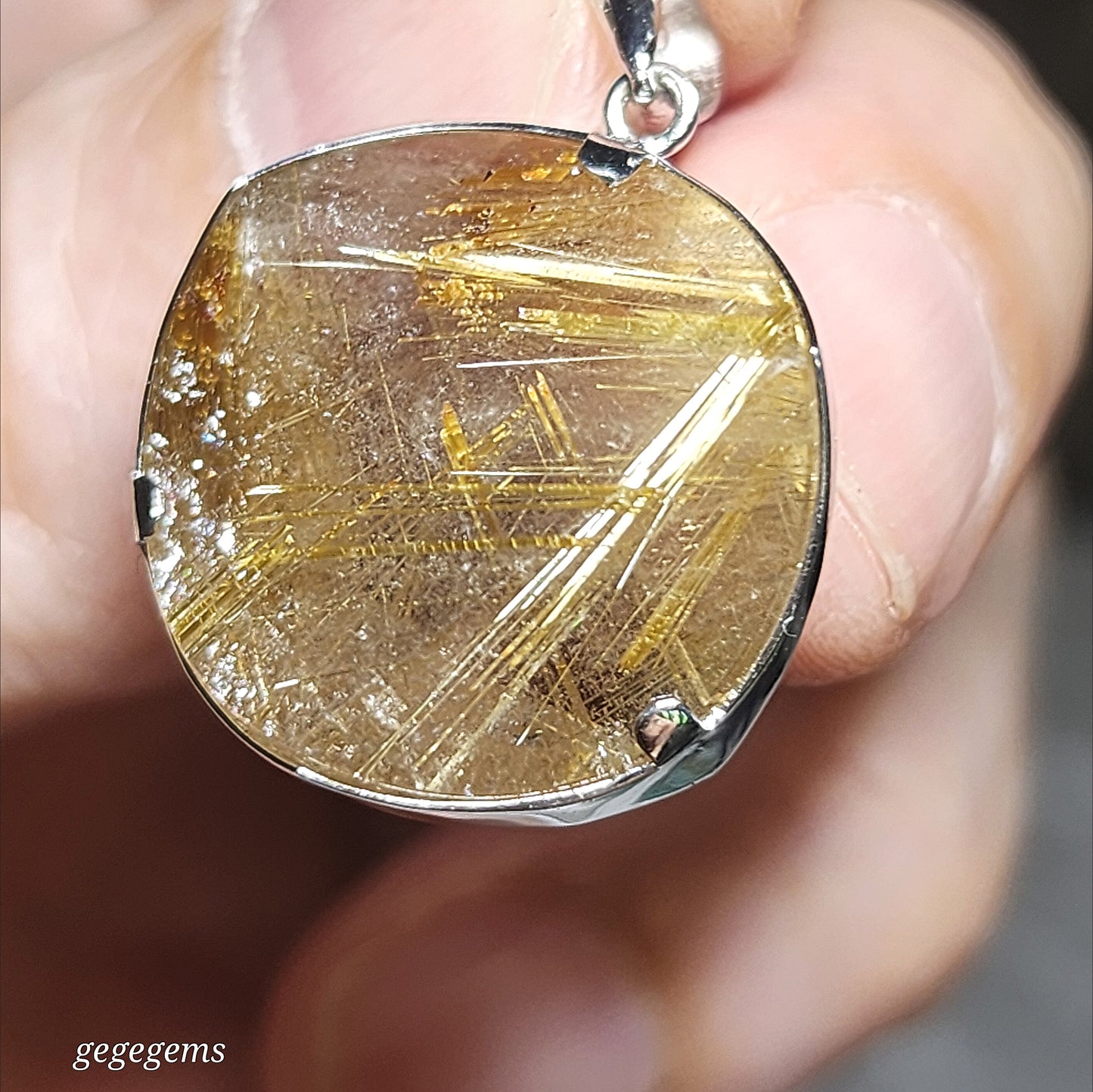 20mm Premium Rutilated Quartz Rutile in  Smoky Quartz Star of David pendant [Natural Crystal] 精品天然金钛发晶茶水晶大卫星六芒星吊坠