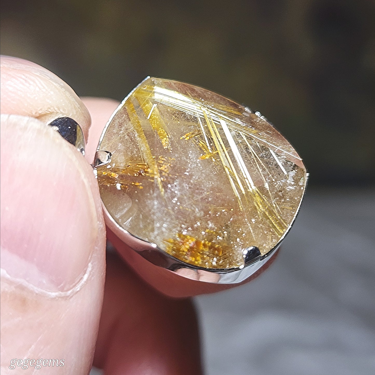 20mm Premium Rutilated Quartz Rutile in  Smoky Quartz Star of David pendant [Natural Crystal] 精品天然金钛发晶茶水晶大卫星六芒星吊坠