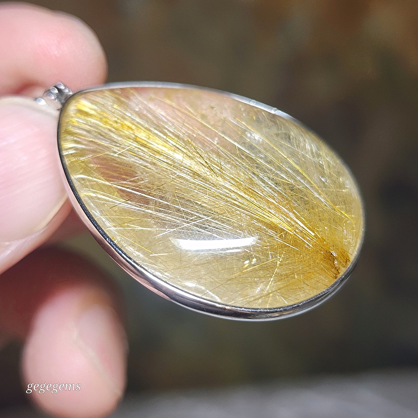 16.38 grams Premium natural Rutilated Quartz 925 Silver pendant [Natural Crystal] 精品金丝发晶925银吊坠