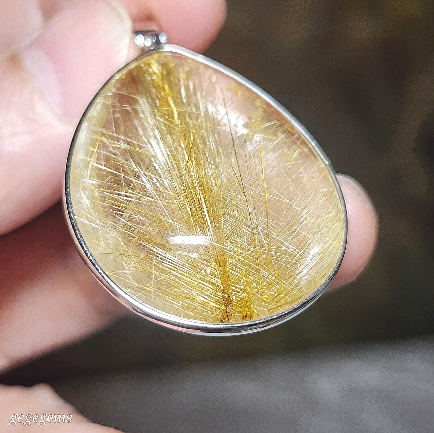 16.38 grams Premium natural Rutilated Quartz 925 Silver pendant [Natural Crystal] 精品金丝发晶925银吊坠