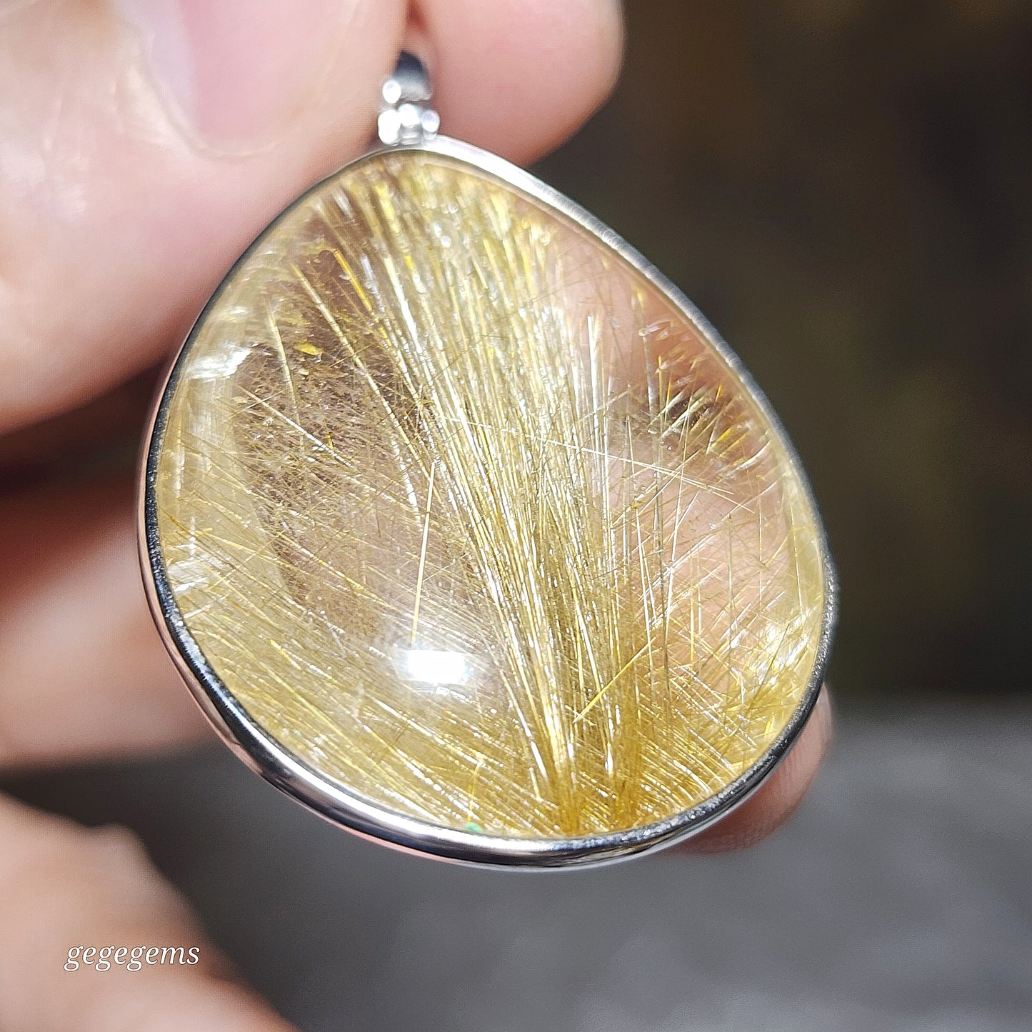 16.38 grams Premium natural Rutilated Quartz 925 Silver pendant [Natural Crystal] 精品金丝发晶925银吊坠