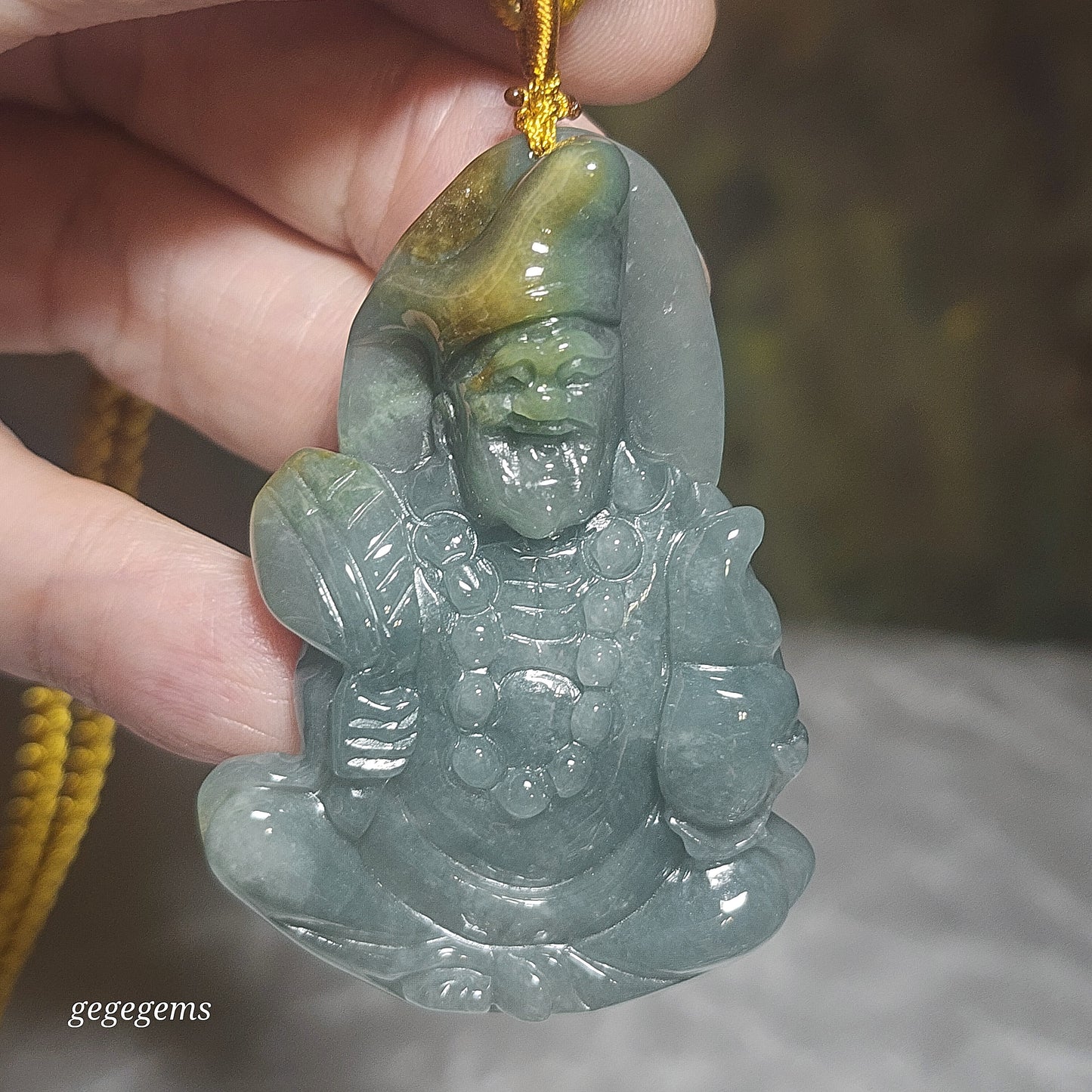 Type A Jadeite Premium yellow light blue green Ji Gong Jade pendant (with certificate) [Natual Crystal] 精品翡翠A货黄翡浅蓝绿鸿运当头济公活佛吊坠(带证书)