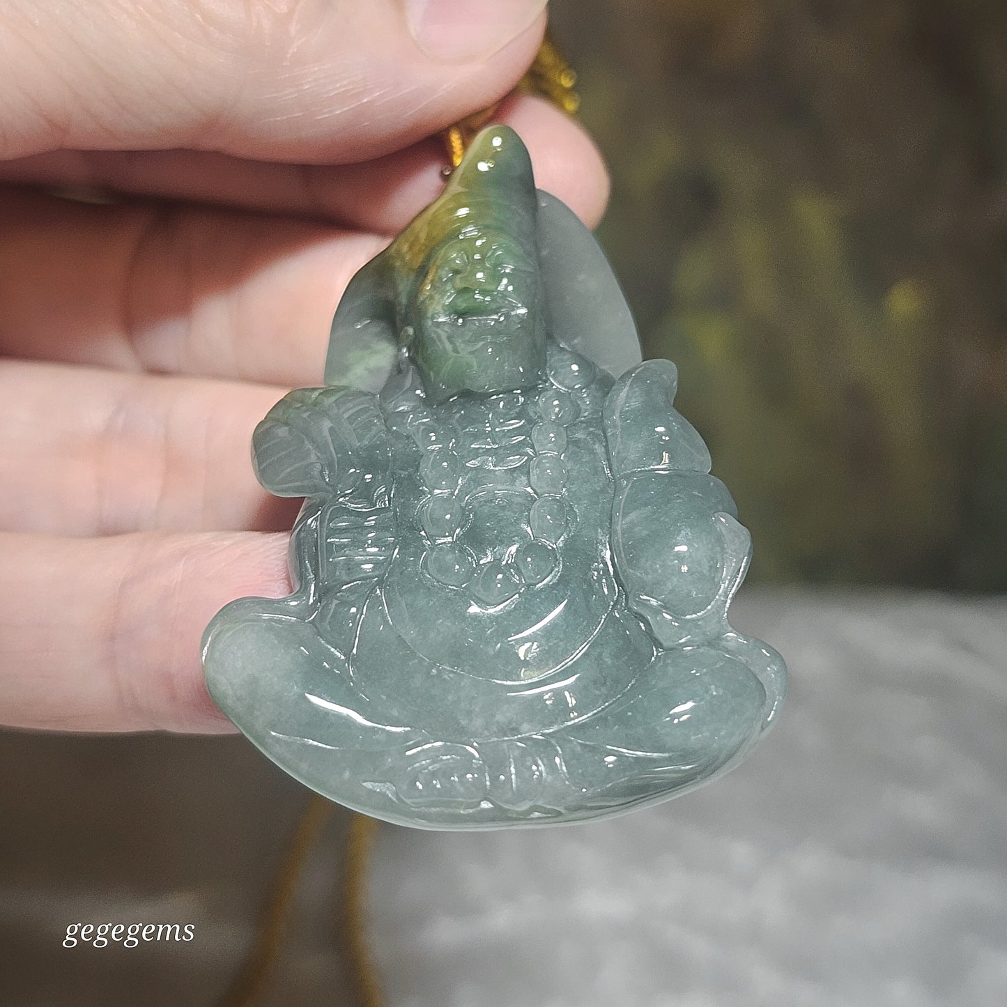 Type A Jadeite Premium yellow light blue green Ji Gong Jade pendant (with certificate) [Natual Crystal] 精品翡翠A货黄翡浅蓝绿鸿运当头济公活佛吊坠(带证书)