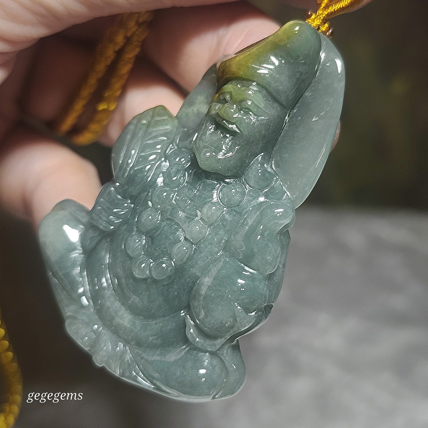 Type A Jadeite Premium yellow light blue green Ji Gong Jade pendant (with certificate) [Natual Crystal] 精品翡翠A货黄翡浅蓝绿鸿运当头济公活佛吊坠(带证书)