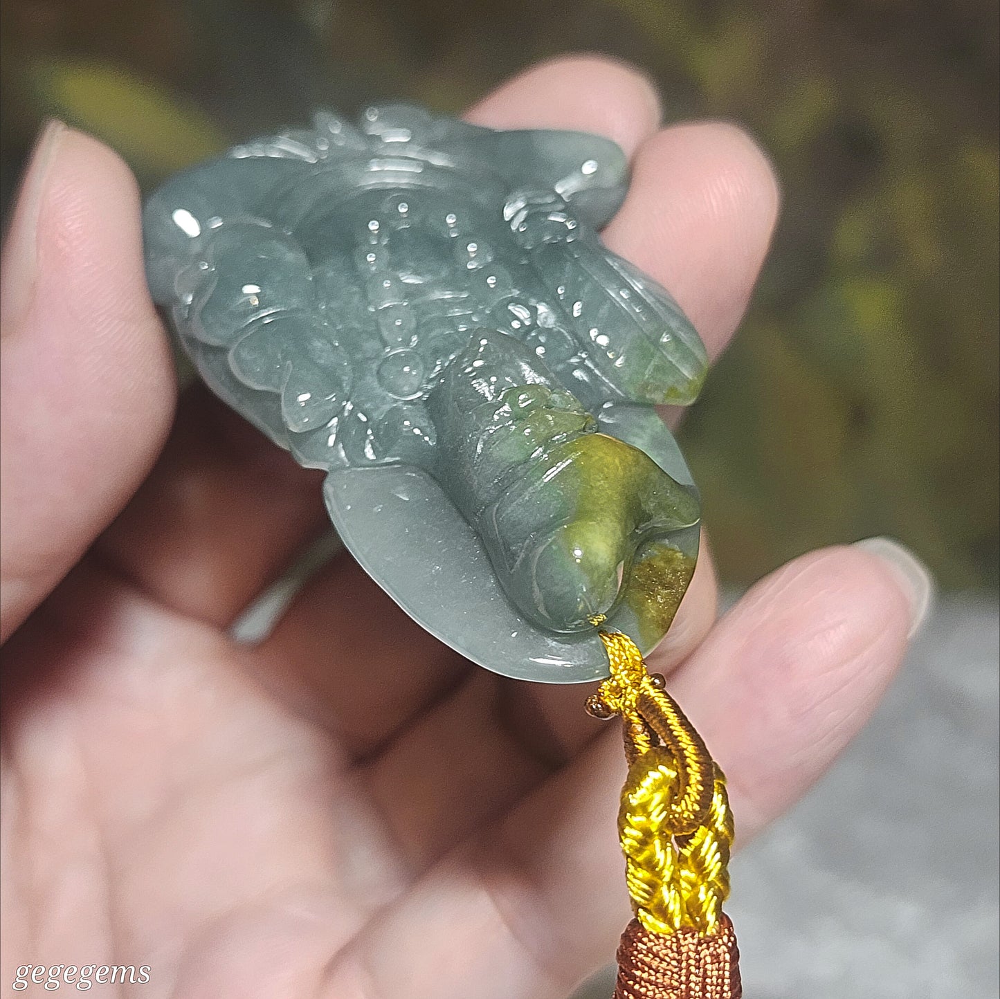 Type A Jadeite Premium yellow light blue green Ji Gong Jade pendant (with certificate) [Natual Crystal] 精品翡翠A货黄翡浅蓝绿鸿运当头济公活佛吊坠(带证书)
