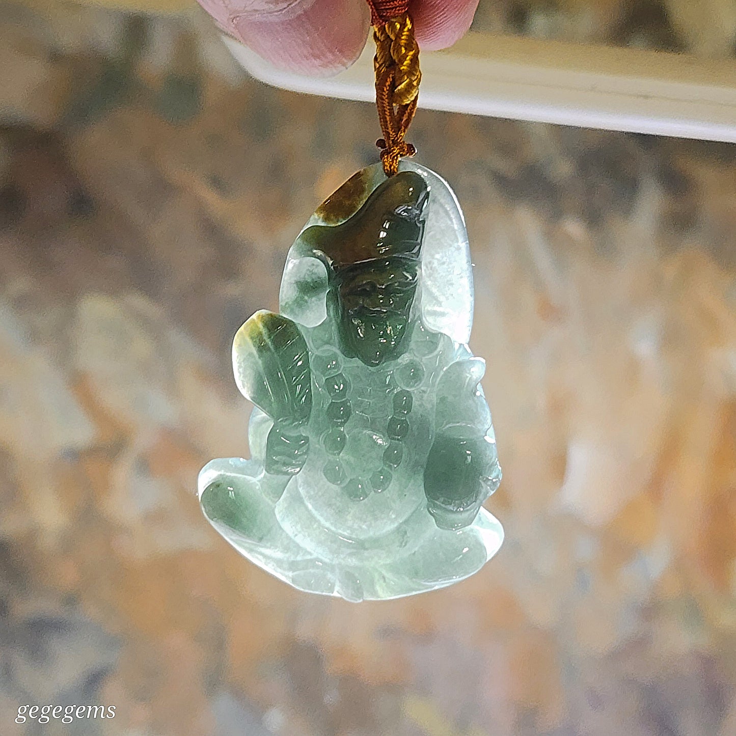 Type A Jadeite Premium yellow light blue green Ji Gong Jade pendant (with certificate) [Natual Crystal] 精品翡翠A货黄翡浅蓝绿鸿运当头济公活佛吊坠(带证书)