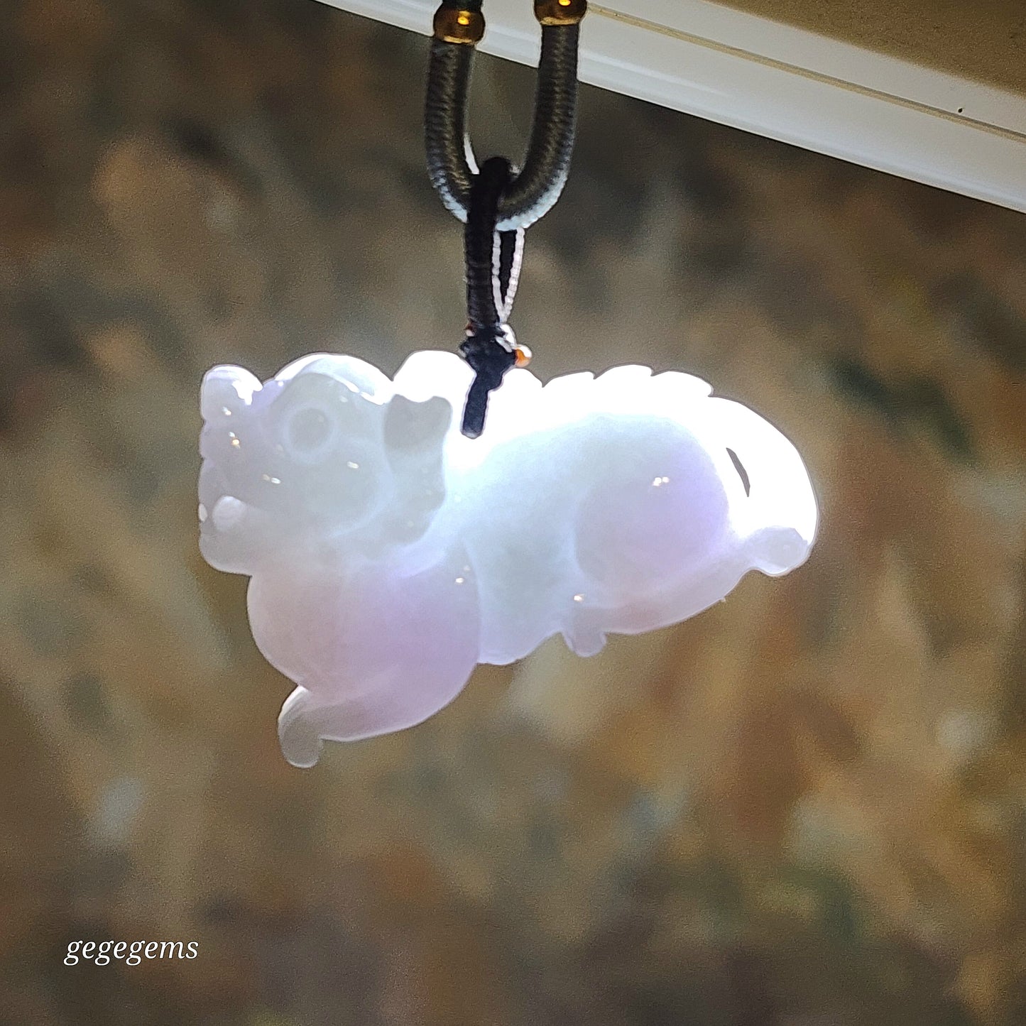 Premium Type A Jadeite light lavender light green Qilin Jade pendant (with certificate) 优质翡翠淡紫淡绿麒麟吊坠(带证书)