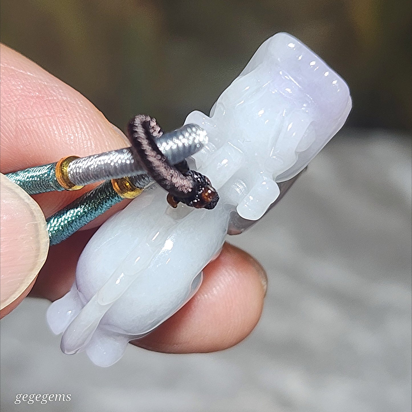 Premium Type A Jadeite light lavender light green Qilin Jade pendant (with certificate) 优质翡翠淡紫淡绿麒麟吊坠(带证书)