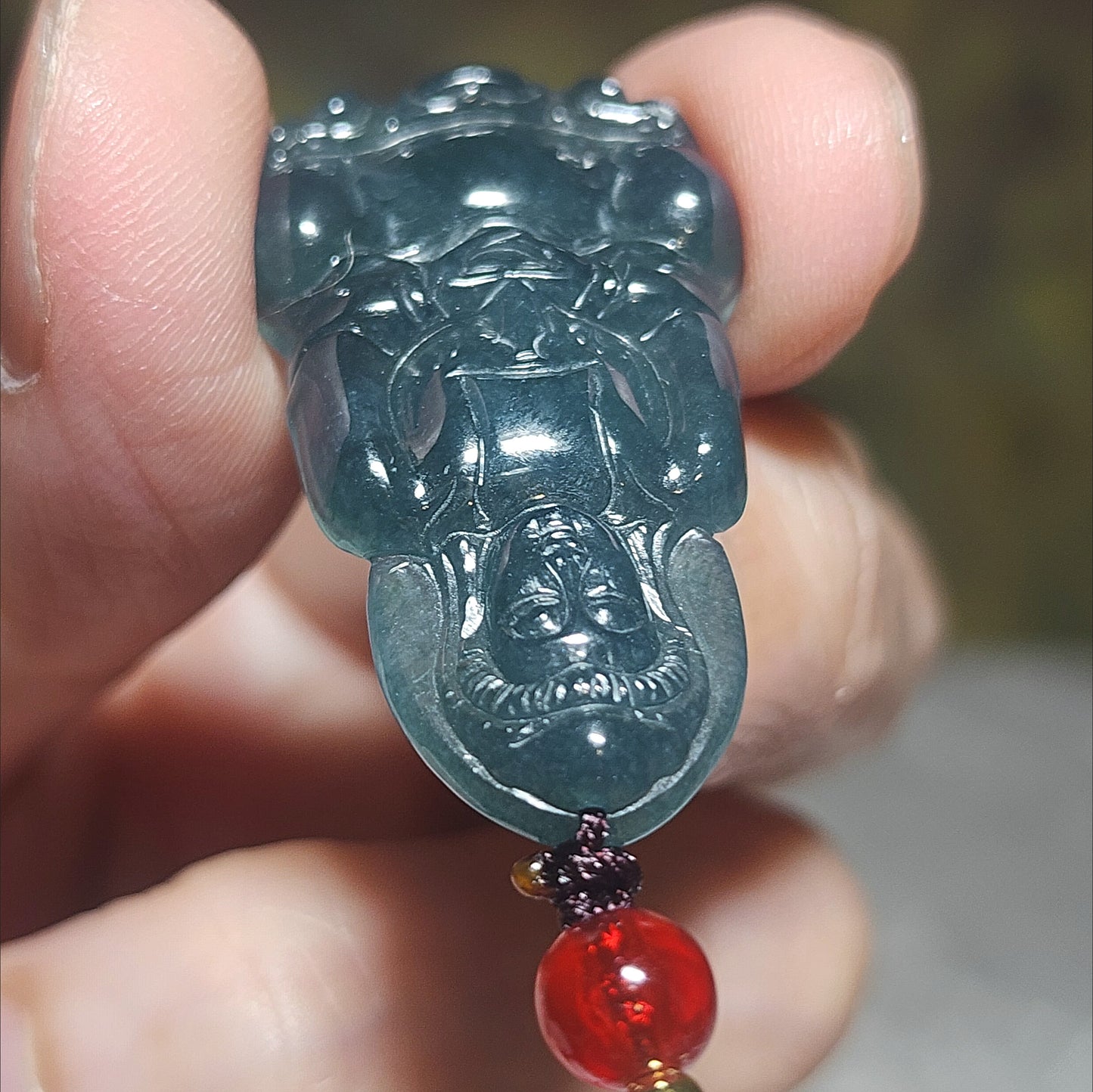 Premium Type A Jadeite Icy blue green Guan Yin Jade pendant (with certificate) 优质翡翠冰蓝绿观音吊坠(带证书)