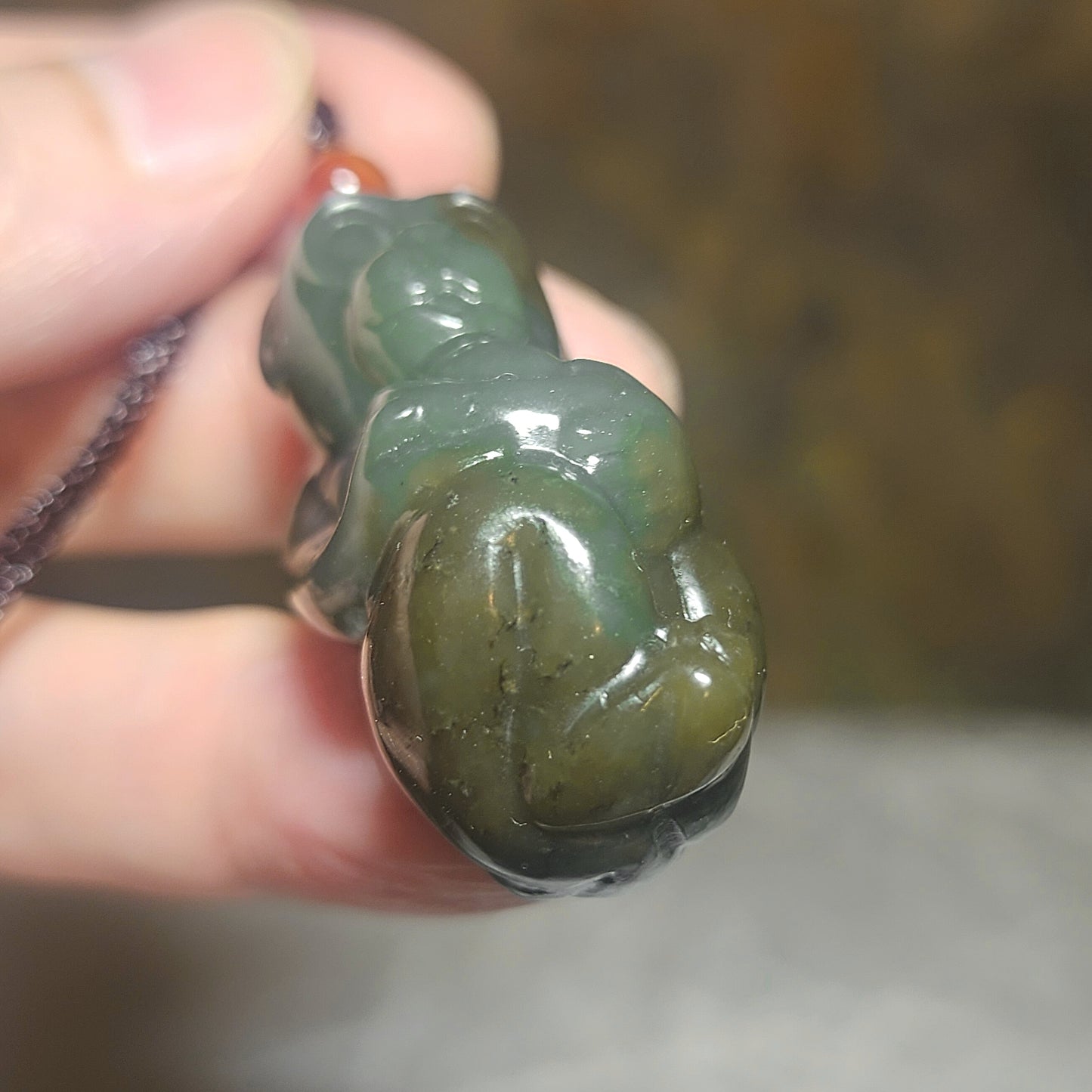 Premium Nephrite caramel brown blue green good greasiness 3 dimensional Monkey & Gold Ingot Jade pendant (with certificate) 优质且末蓝调糖青白細腻油润和田玉猴子元宝吊坠(带证书)