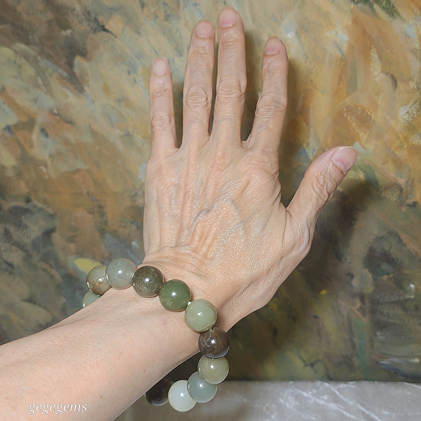 15.8mm Premium Nephrite multicolor bracelet (with certificate) 精品和田玉多宝手链(带证书) 黄口烟紫且末蓝调糖暖白青白等