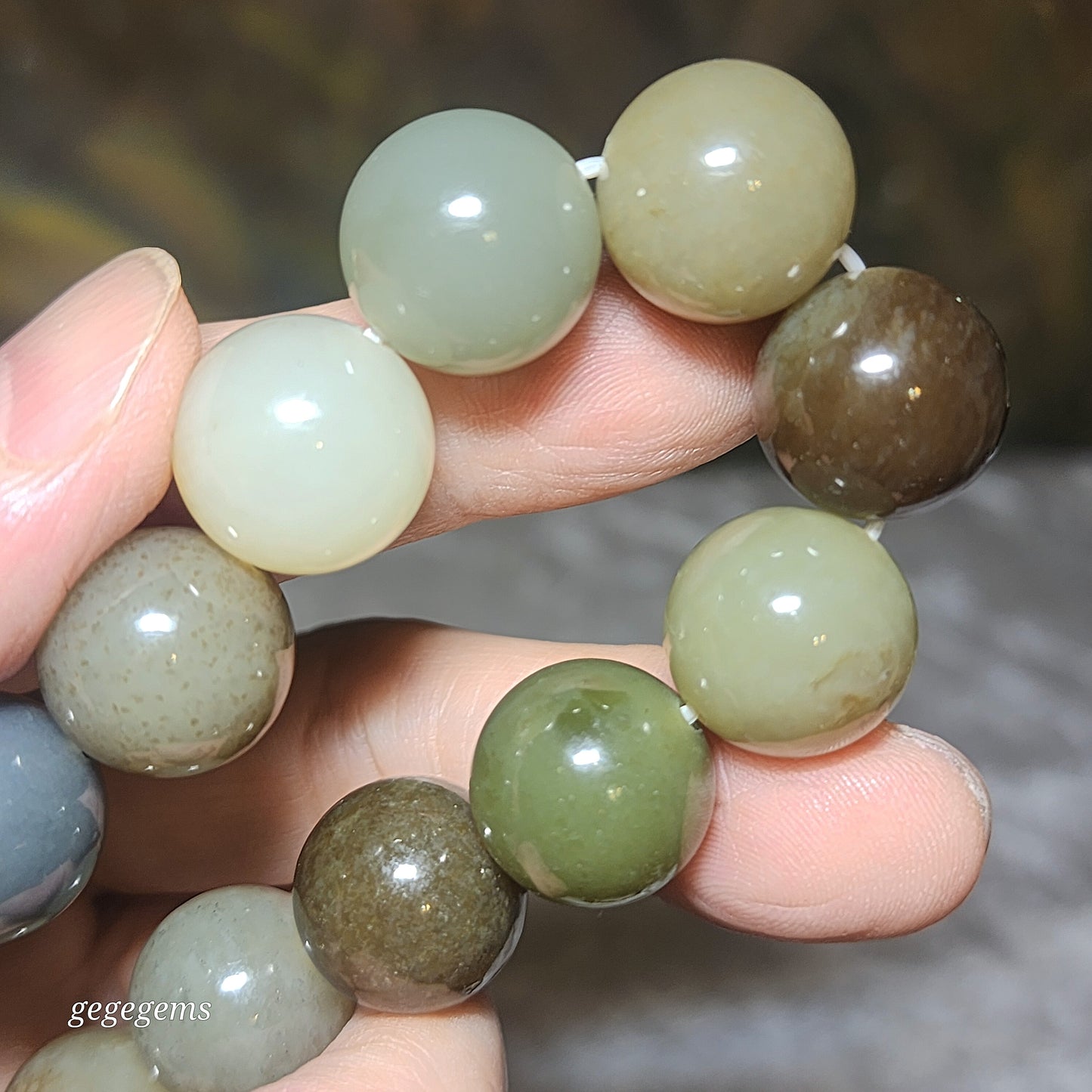 15.8mm Premium Nephrite multicolor bracelet (with certificate) 精品和田玉多宝手链(带证书) 黄口烟紫且末蓝调糖暖白青白等