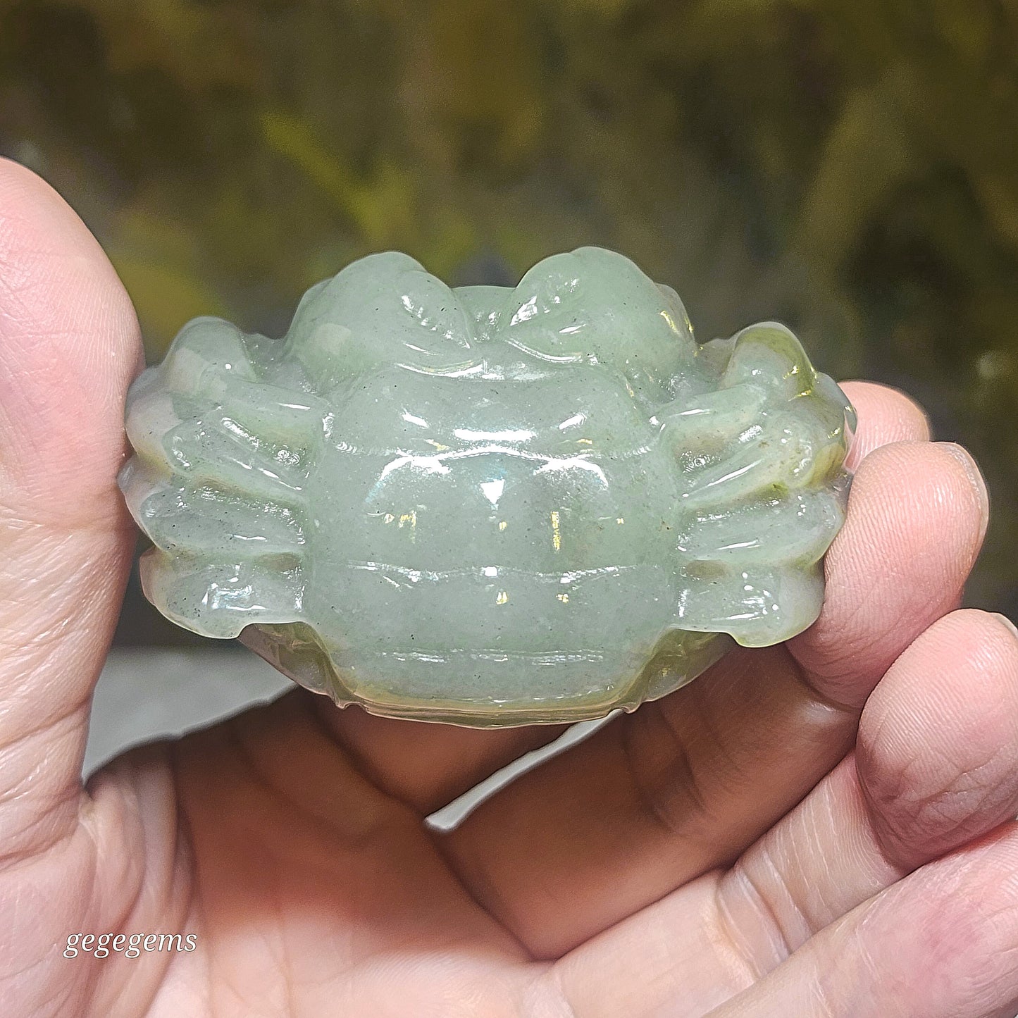 Premium Nephrite greasy Qinhua light green 3 dimensional Crab handheld display (with certificate) 精品和田玉青花墨玉细腻油润立体螃蟹八方来财茶宠把件小摆件(带证书)