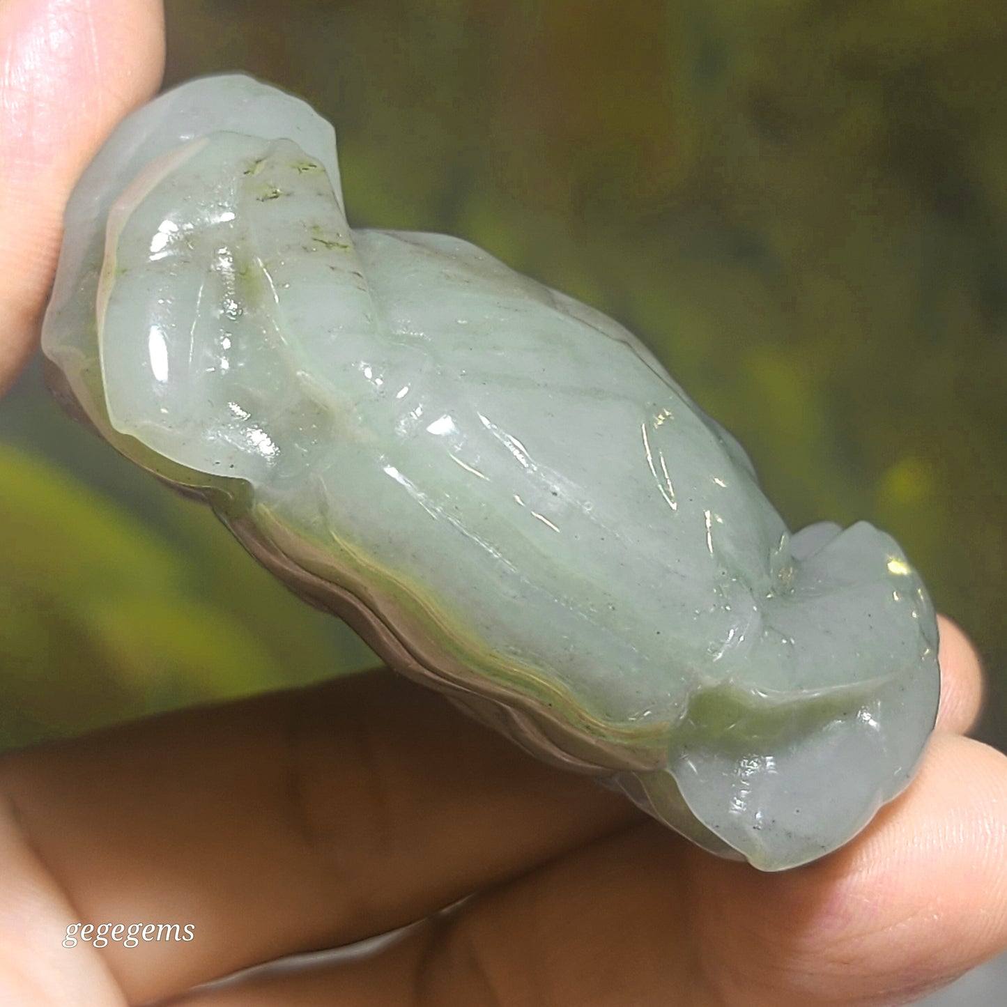 Premium Nephrite greasy Qinhua light green 3 dimensional Crab handheld display (with certificate) 精品和田玉青花墨玉细腻油润立体螃蟹八方来财茶宠把件小摆件(带证书)