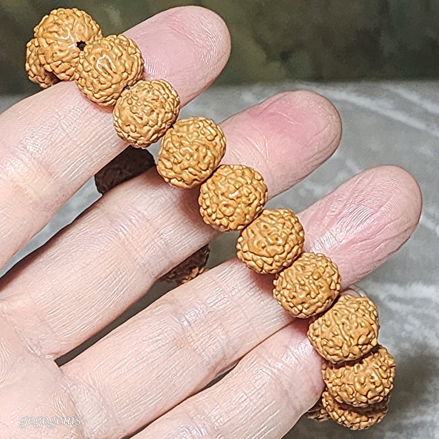Premium 12.5mm natural "Panlong" (Coiling Dragon) 9 Mukhi (faces) small species Rudraksha bracelet 精品九瓣盘龙小金刚菩提子手链