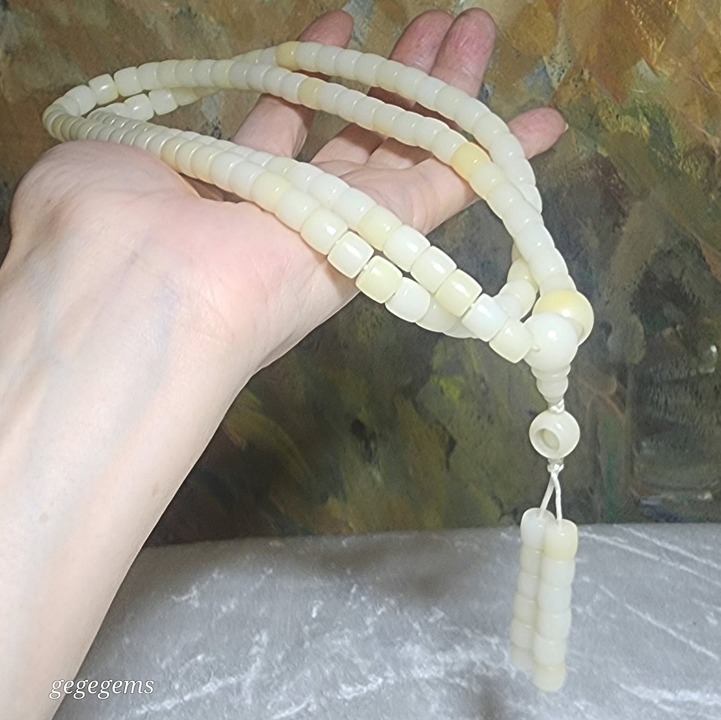 9mm Bodhi Root (seeds of Corypha umbraculifea) straight cut beads 108 mala necklace 菩提根直切珠108念珠项链