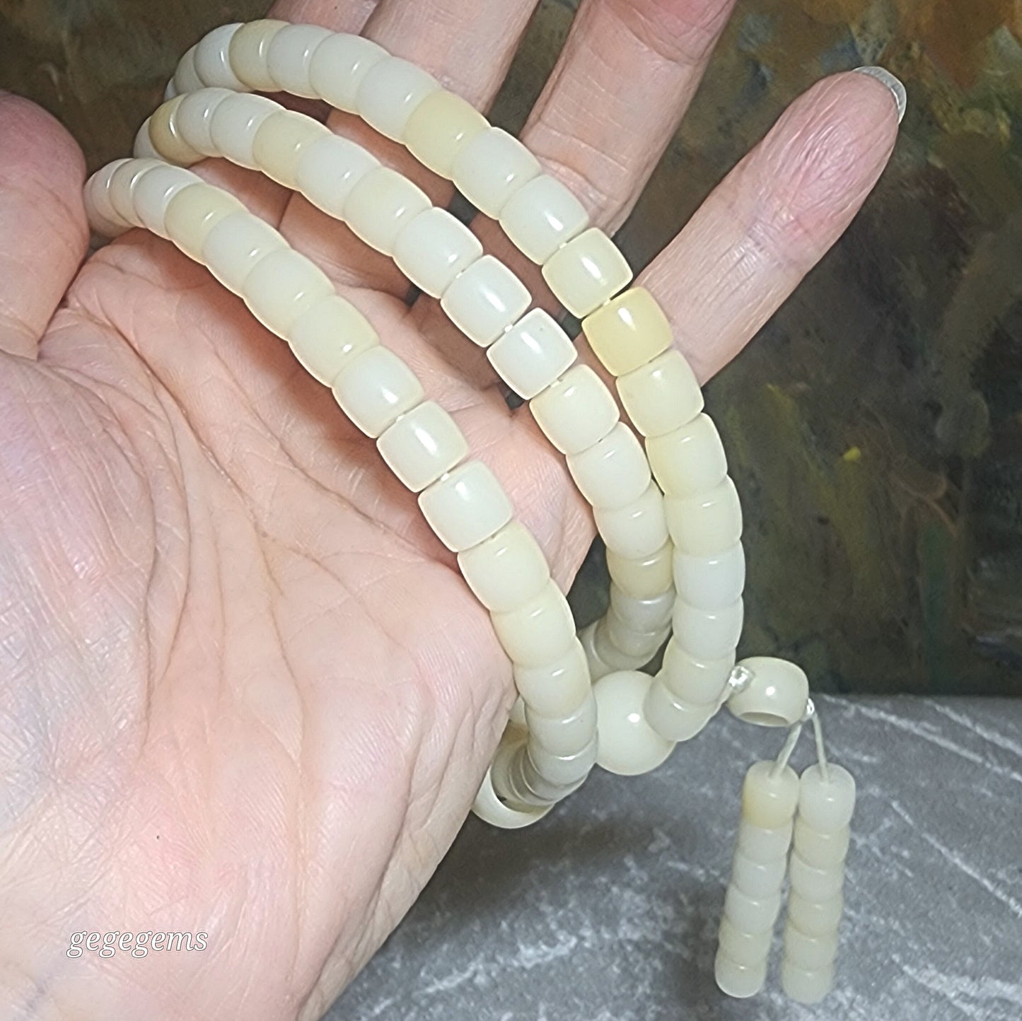 9mm Bodhi Root (seeds of Corypha umbraculifea) straight cut beads 108 mala necklace 菩提根直切珠108念珠项链