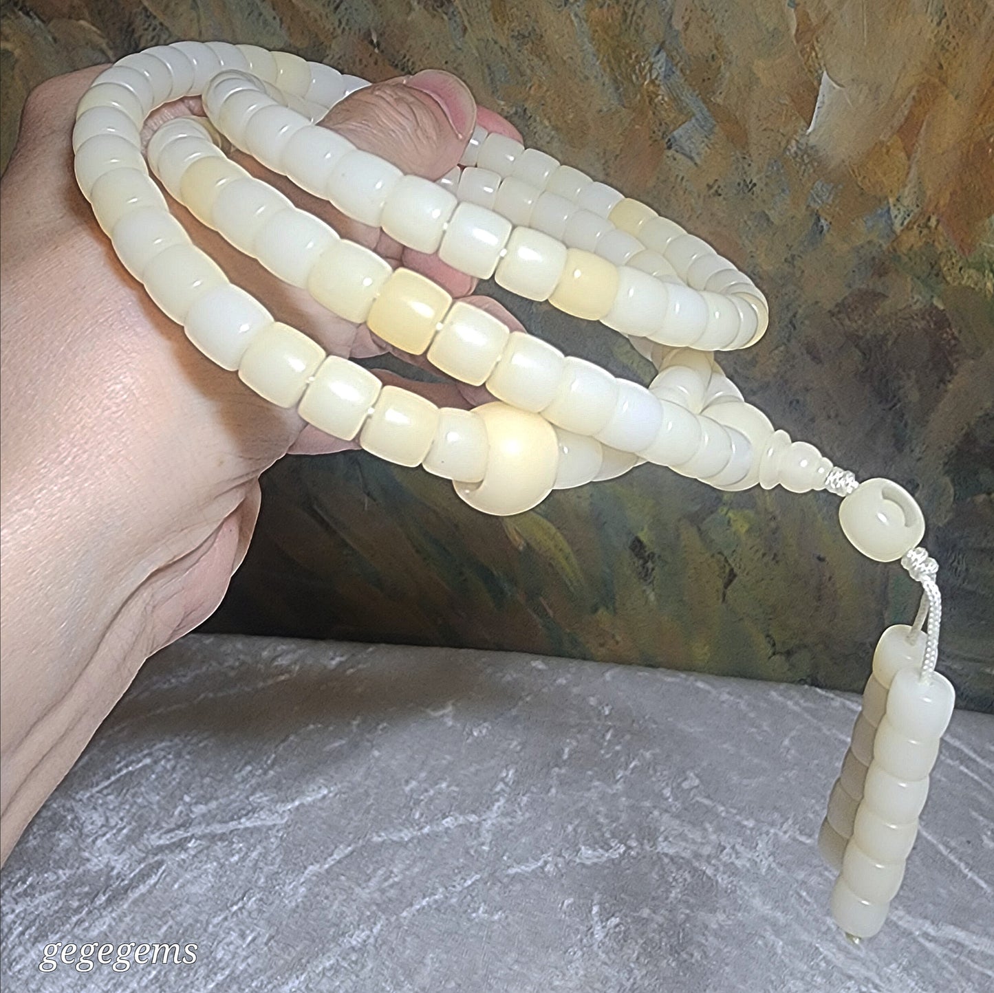 9mm Bodhi Root (seeds of Corypha umbraculifea) straight cut beads 108 mala necklace 菩提根直切珠108念珠项链