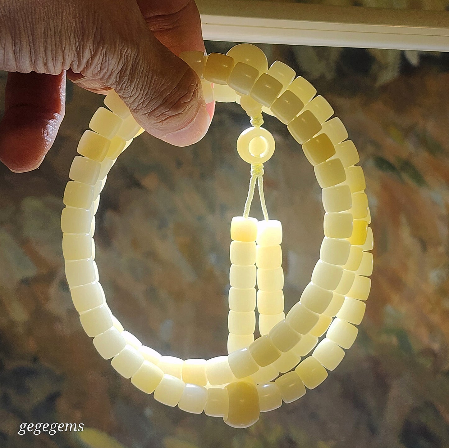 9mm Bodhi Root (seeds of Corypha umbraculifea) straight cut beads 108 mala necklace 菩提根直切珠108念珠项链