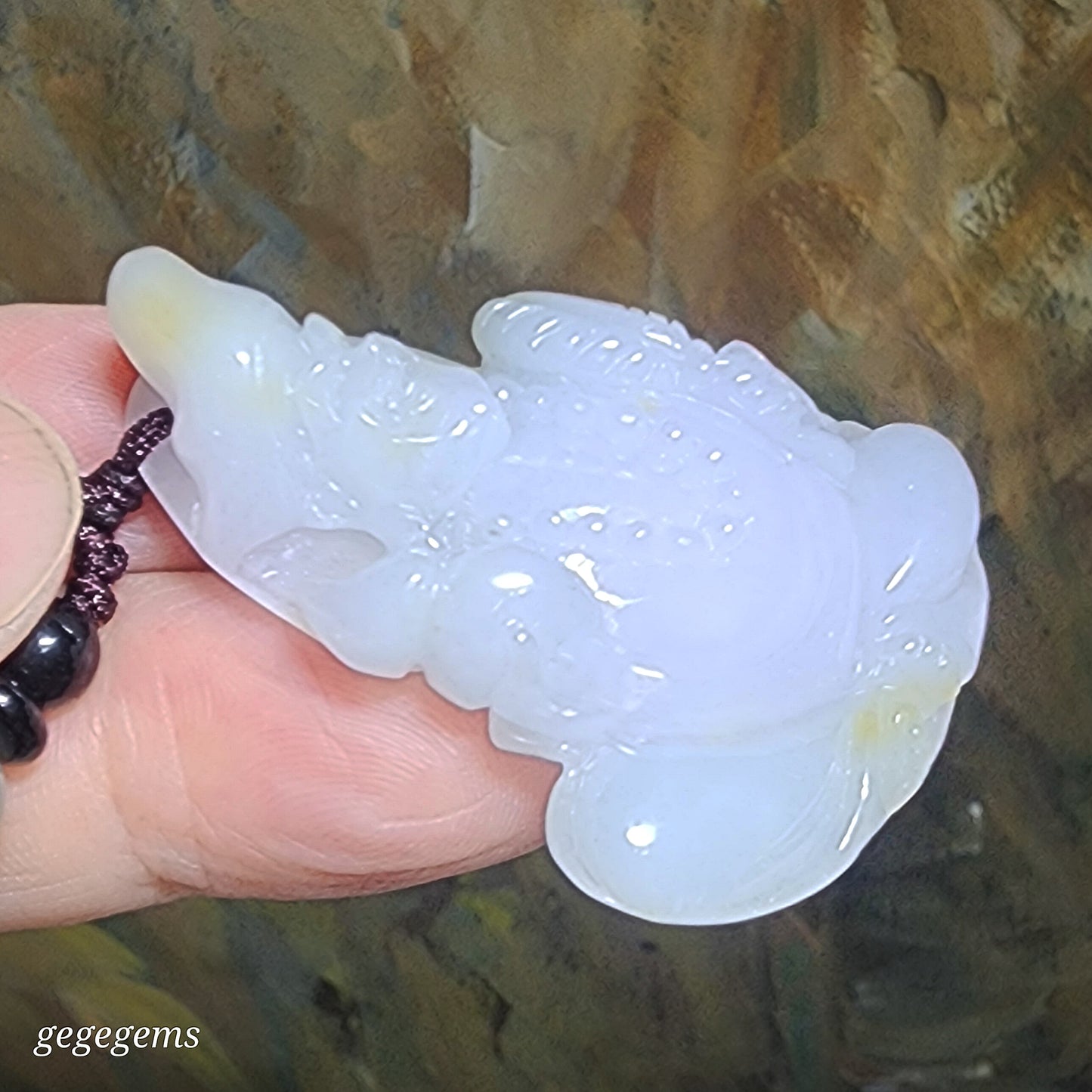 Type A Jadeite Premium light lavender & yellow Ji Gong Jade pendant (with certificate) 精品翡翠A货浅紫罗兰小许黄翡济公活佛吊坠(带证书)