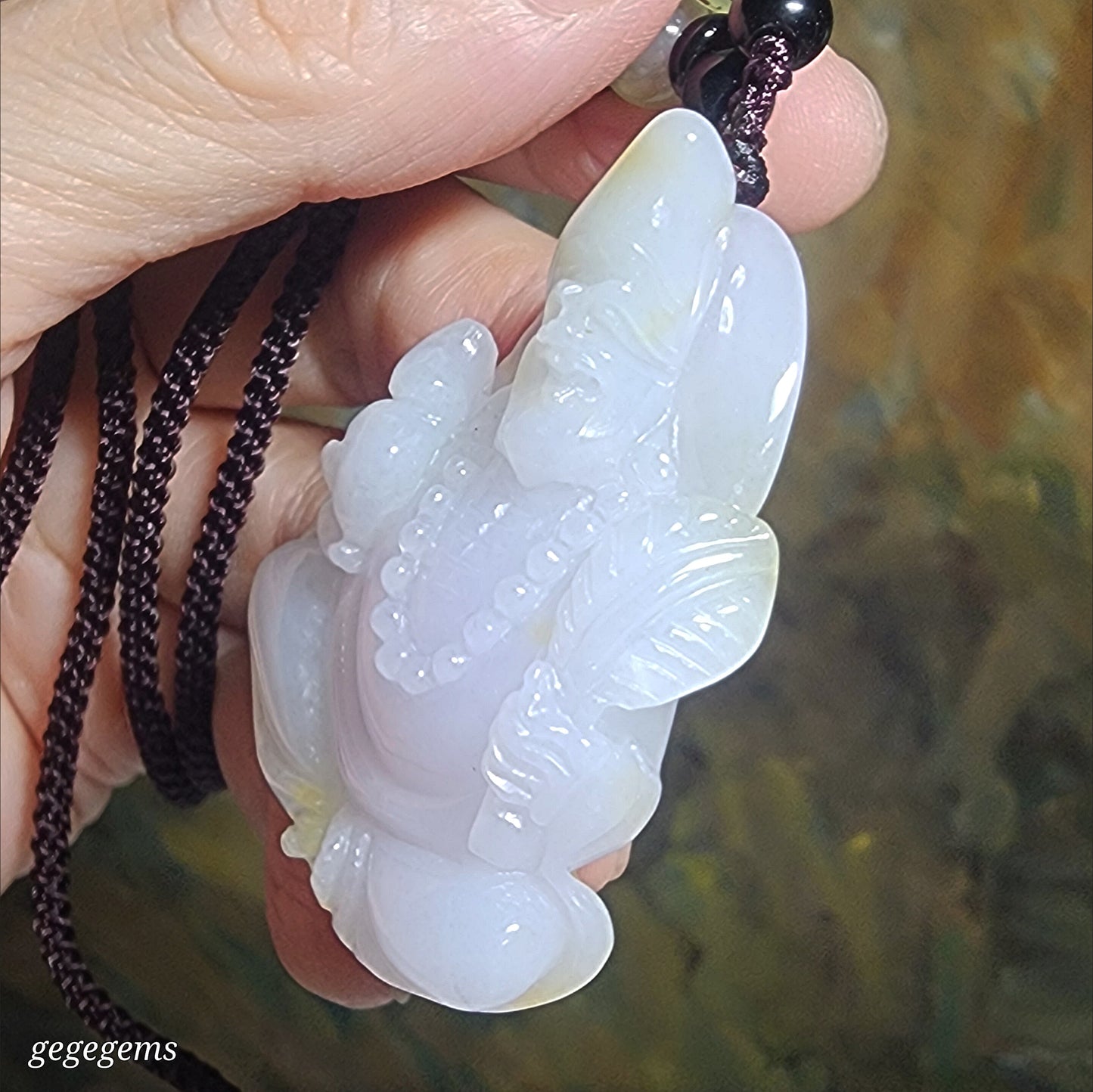 Type A Jadeite Premium light lavender & yellow Ji Gong Jade pendant (with certificate) 精品翡翠A货浅紫罗兰小许黄翡济公活佛吊坠(带证书)