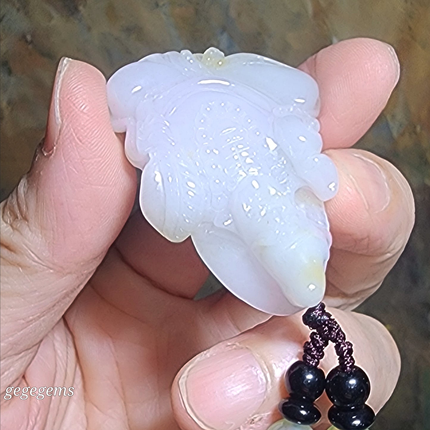 Type A Jadeite Premium light lavender & yellow Ji Gong Jade pendant (with certificate) 精品翡翠A货浅紫罗兰小许黄翡济公活佛吊坠(带证书)