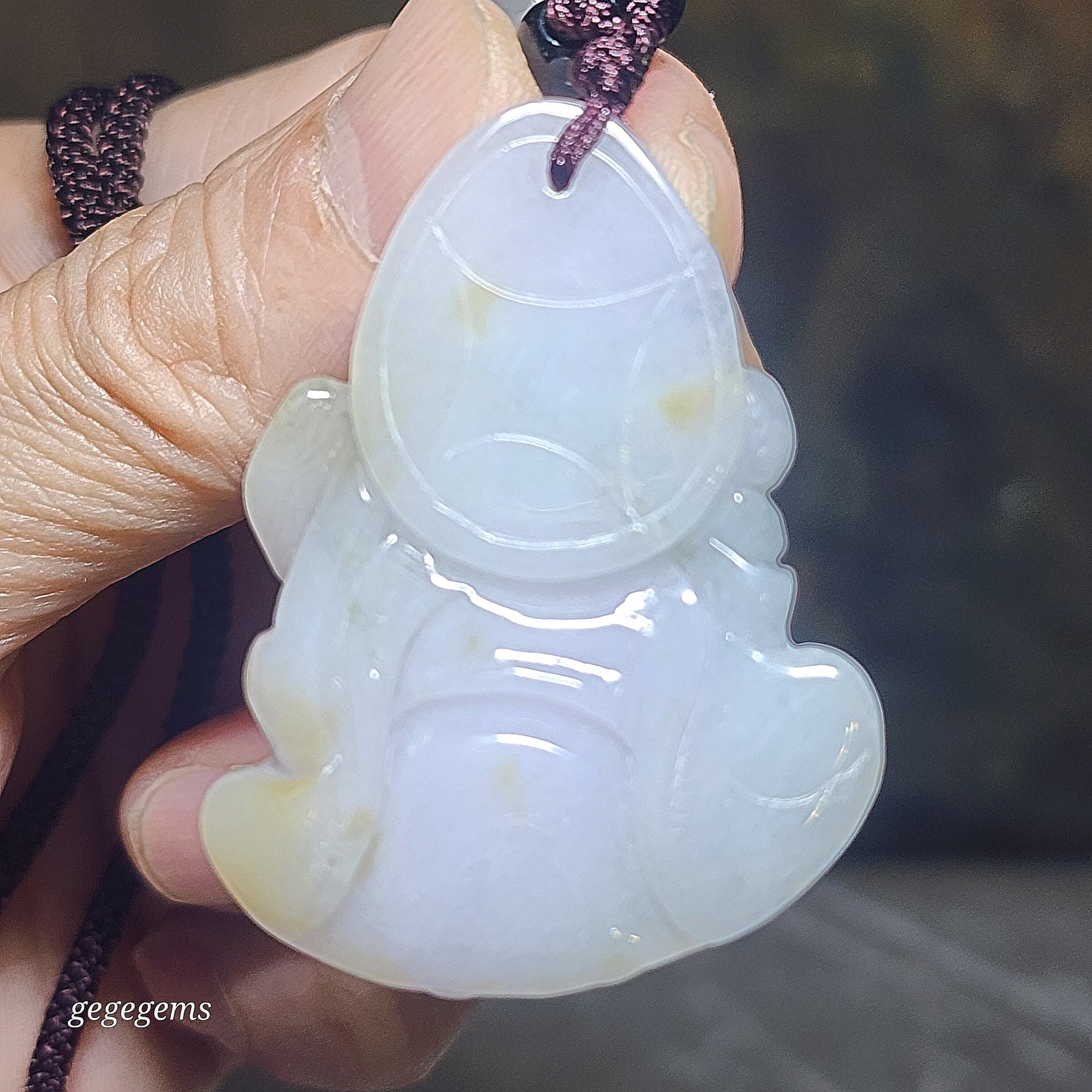 Type A Jadeite Premium light lavender & yellow Ji Gong Jade pendant (with certificate) 精品翡翠A货浅紫罗兰小许黄翡济公活佛吊坠(带证书)
