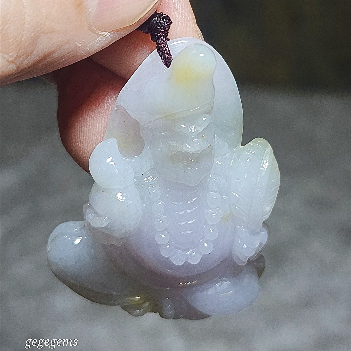 Type A Jadeite Premium light lavender & yellow Ji Gong Jade pendant (with certificate) 精品翡翠A货浅紫罗兰小许黄翡济公活佛吊坠(带证书)