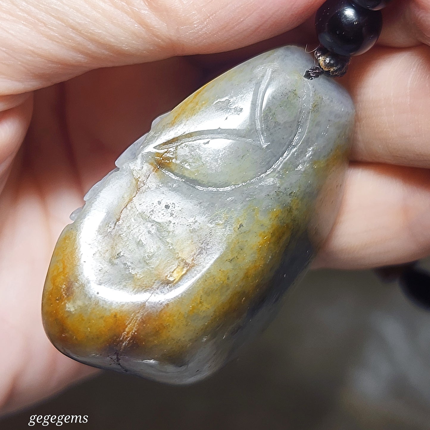Premium Hetian Pebble Nephrite Qinghua (black & white) carved Dragon Tortoise Chinese Coin handheld / pendant (with certificate) 优质和田玉籽玉青花(黑白)黄沁龙龟铜钱手把/吊坠(带证书)