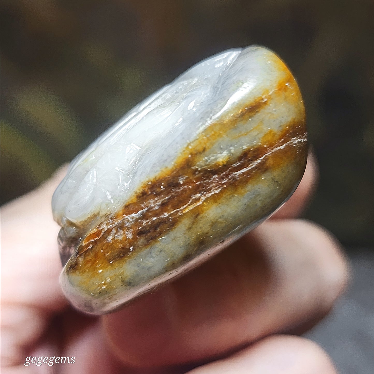 Premium Hetian Pebble Nephrite Qinghua (black & white) carved Dragon Tortoise Chinese Coin handheld / pendant (with certificate) 优质和田玉籽玉青花(黑白)黄沁龙龟铜钱手把/吊坠(带证书)