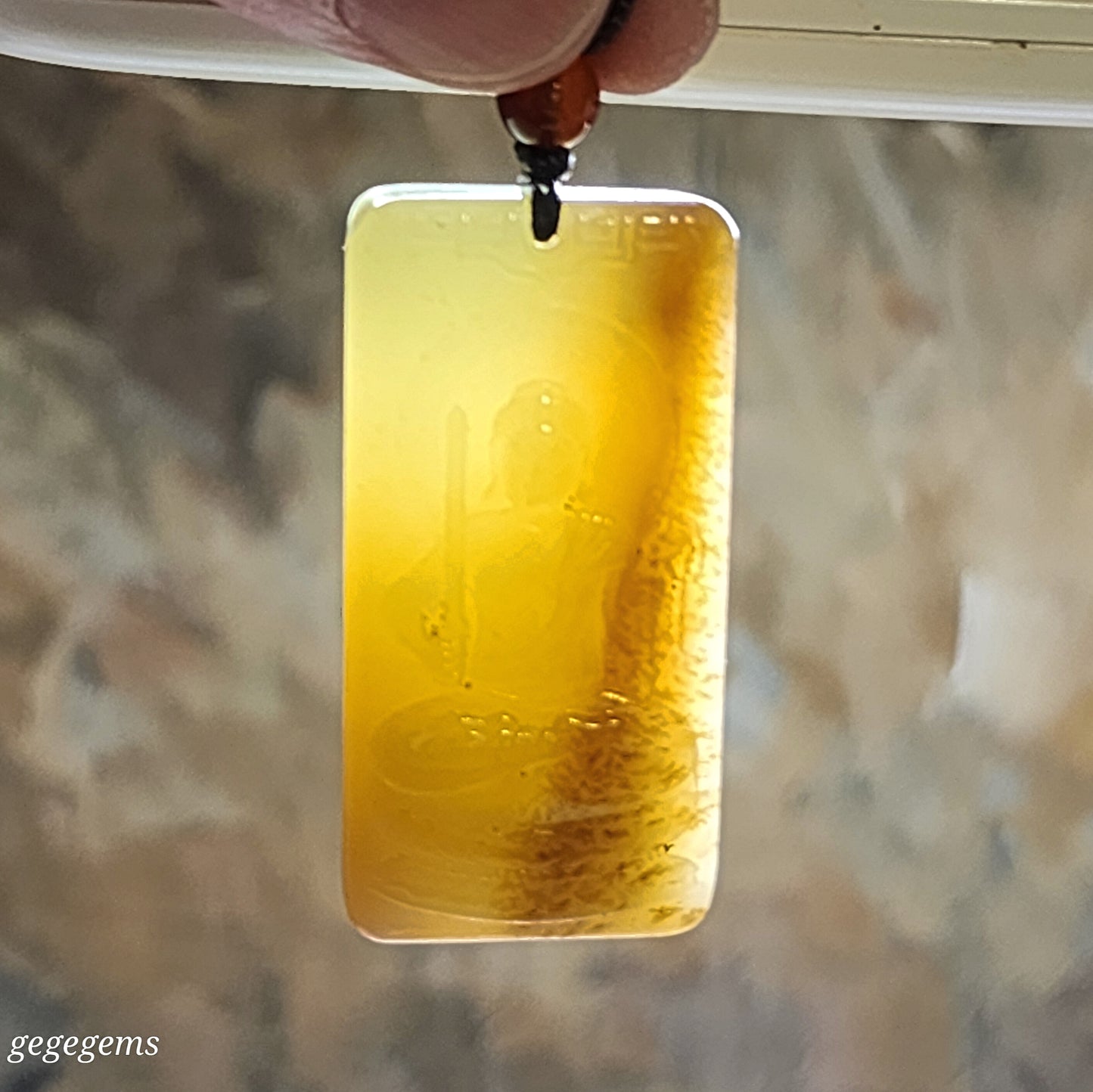 Premium Nephrite Acalanatha/Acala (guardian for zodiac Rooster) Jade pendant (with certificate) 优质和田玉且末蓝带糖不动明王菩萨(合生肖鸡)吊坠(带证书)