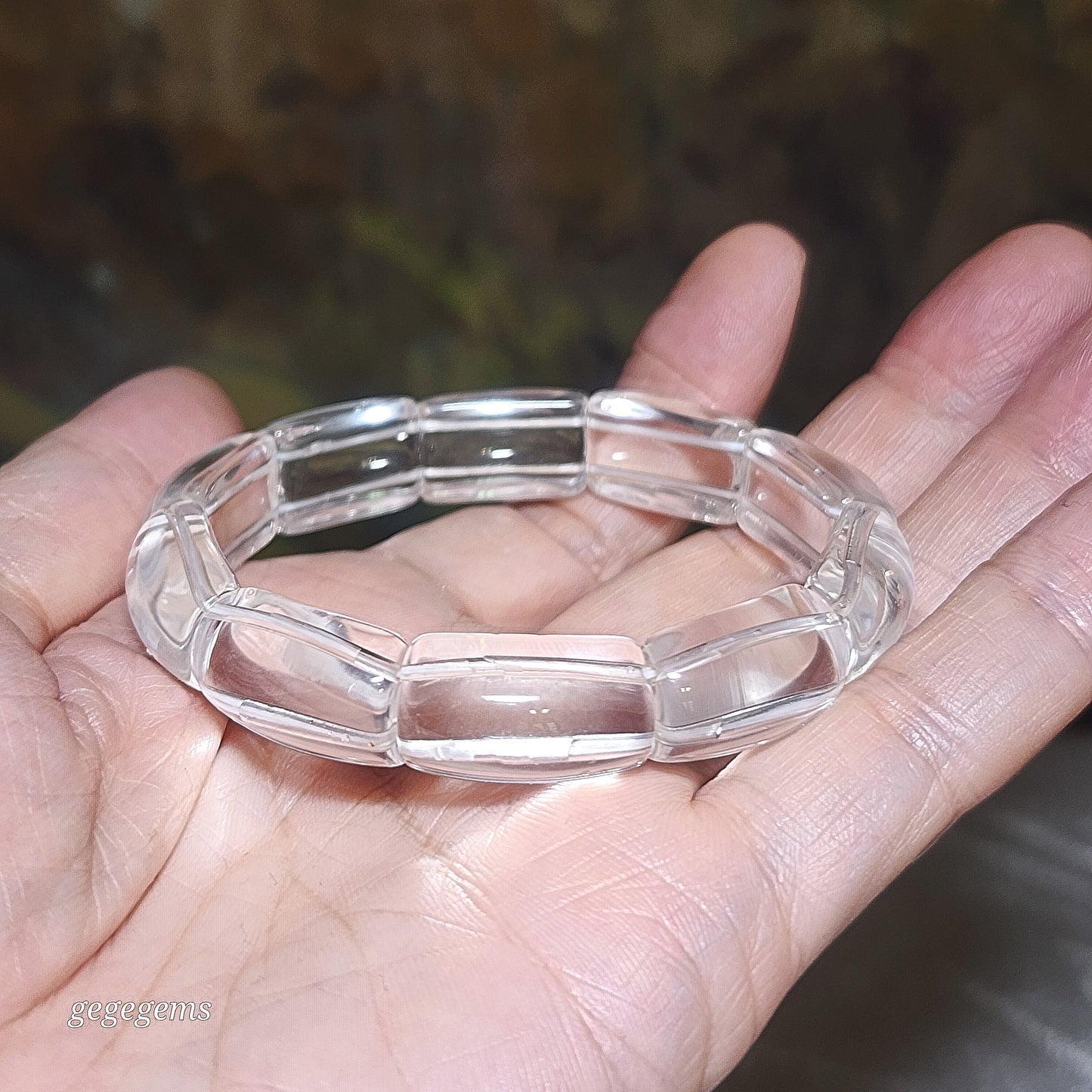 Premium natural untreated Clear Quartz bangle like bracelet [Natural Crystal] 优质天然白水晶手排